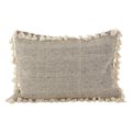 Saro Lifestyle SARO 6450.I1420B 14 x 20 in. Rectangle Moroccan Design Tassel Fringe Cotton Down Filled Throw Pillow  Ivory 6450.I1420B